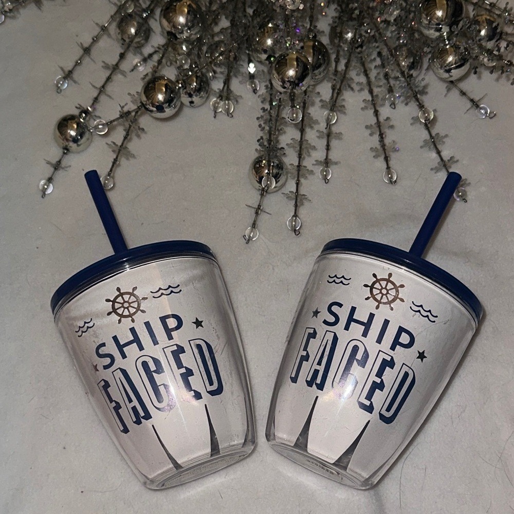 Slant Collections Ship Faced Nautical Double Wall Tumbler Set 10oz Navy White 2